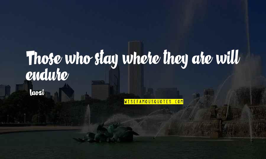 Sa Taong Plastik Quotes By Laozi: Those who stay where they are will endure.