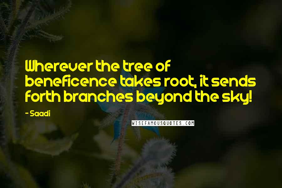 Saadi quotes: Wherever the tree of beneficence takes root, it sends forth branches beyond the sky!