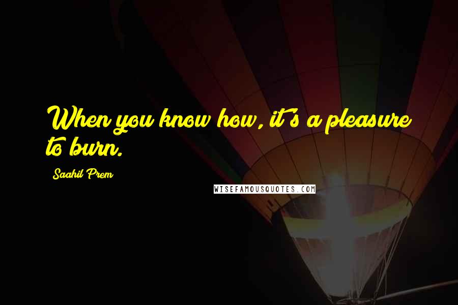 Saahil Prem quotes: When you know how, it's a pleasure to burn.