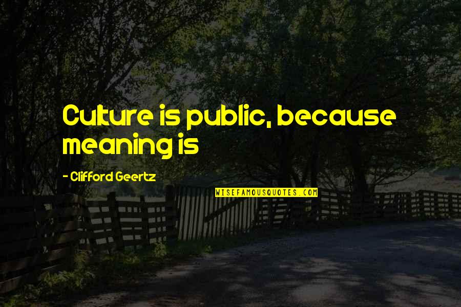 Saaif Alams Quotes By Clifford Geertz: Culture is public, because meaning is