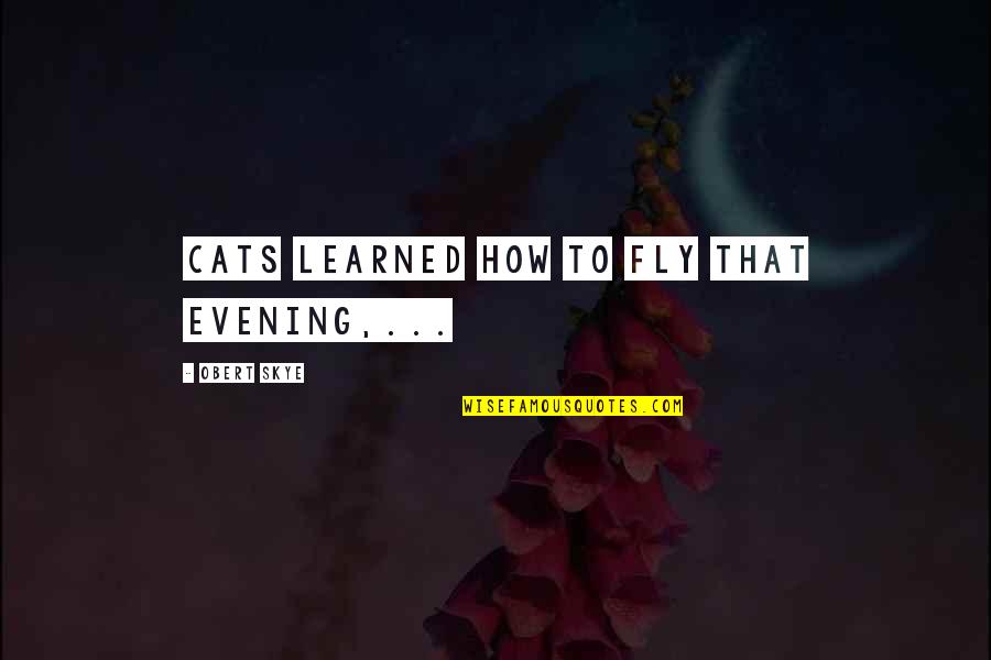 Saale Unstrut Quotes By Obert Skye: Cats learned how to fly that evening,...