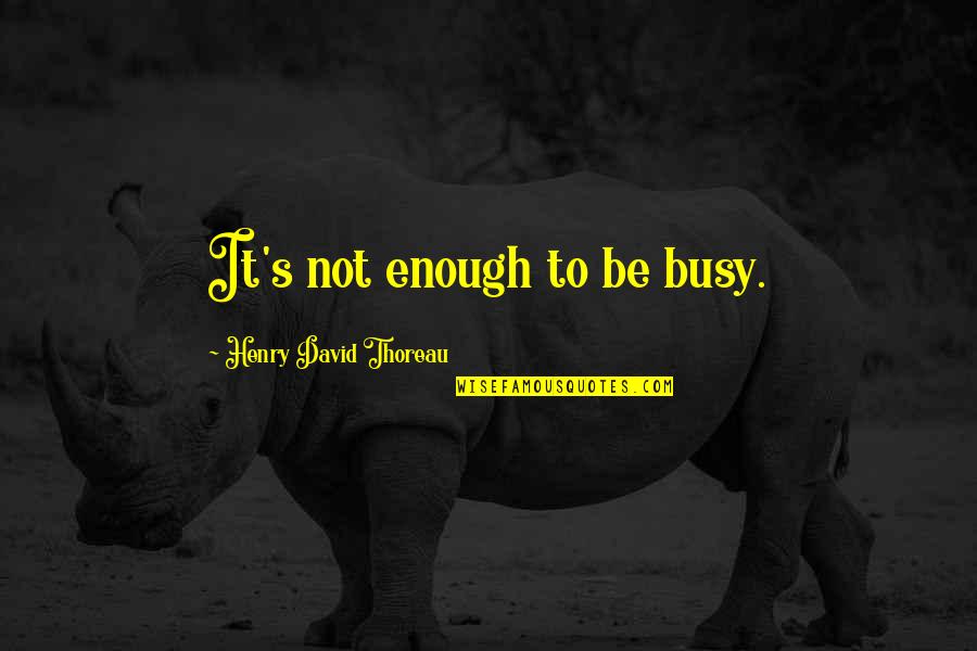 Saazish Quotes By Henry David Thoreau: It's not enough to be busy.