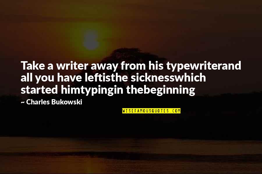 Sab Sahi Hoga Quotes By Charles Bukowski: Take a writer away from his typewriterand all