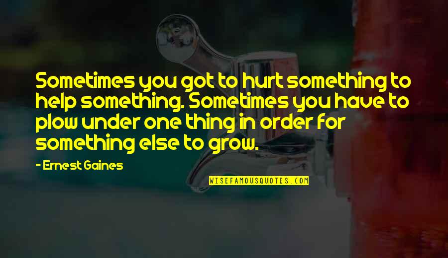 Sabandija In English Quotes By Ernest Gaines: Sometimes you got to hurt something to help