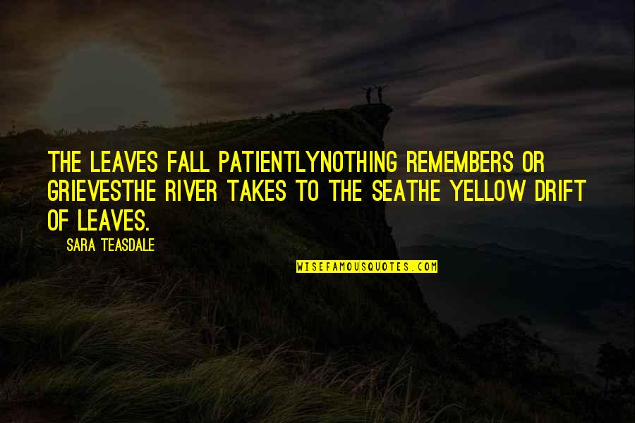 Sabatinado Quotes By Sara Teasdale: The leaves fall patientlyNothing remembers or grievesThe river