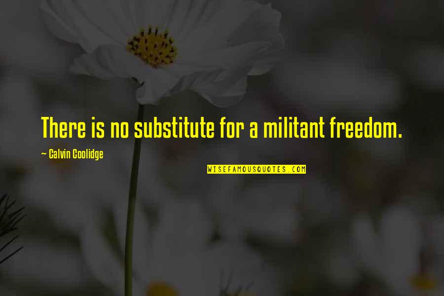 Sabbathless Quotes By Calvin Coolidge: There is no substitute for a militant freedom.