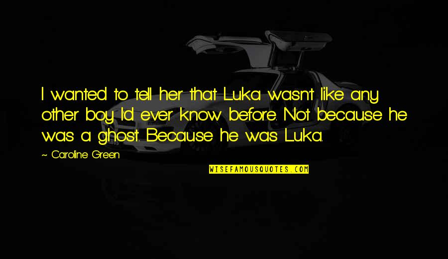 Sabi Ni God Quotes By Caroline Green: I wanted to tell her that Luka wasn't