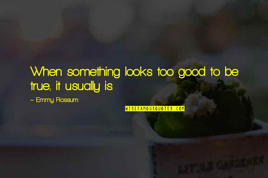 Sabidius Quotes By Emmy Rossum: When something looks too good to be true,
