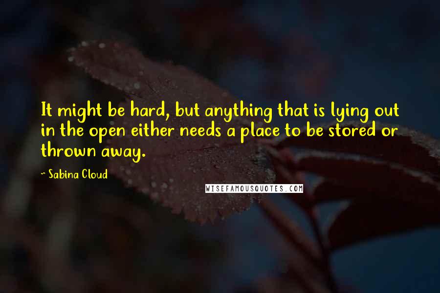 Sabina Cloud quotes: It might be hard, but anything that is lying out in the open either needs a place to be stored or thrown away.