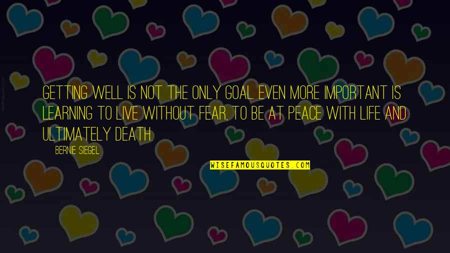 Sablayan Mindoro Quotes By Bernie Siegel: Getting well is not the only goal. Even Sablayan Mindoro Quotes By Bernie Siegel: Getting well is not the only goal. Even