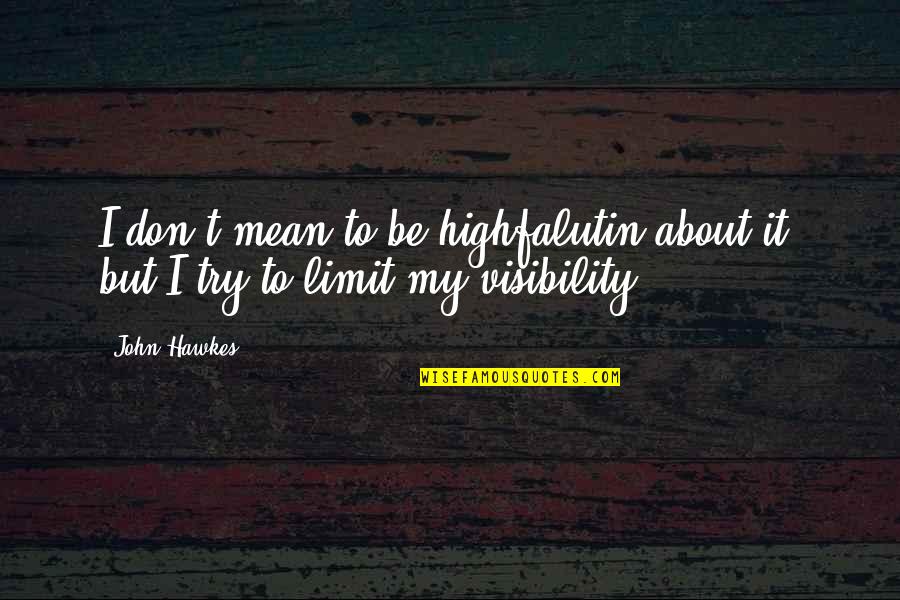 Sabot Quotes By John Hawkes: I don't mean to be highfalutin about it,