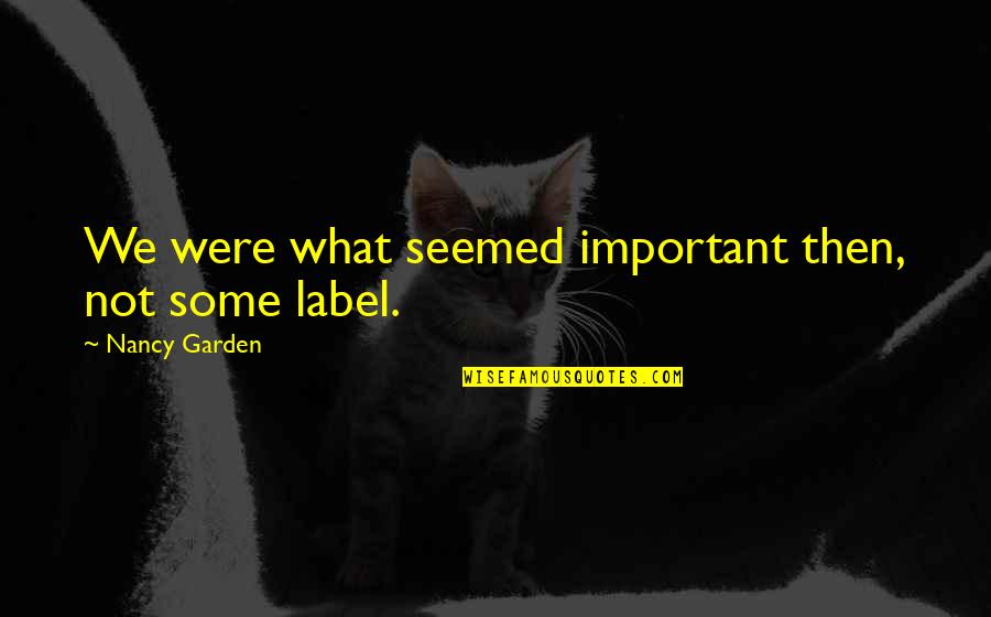 Sabre Quotes By Nancy Garden: We were what seemed important then, not some Sabre Quotes By Nancy Garden: We were what seemed important then, not some