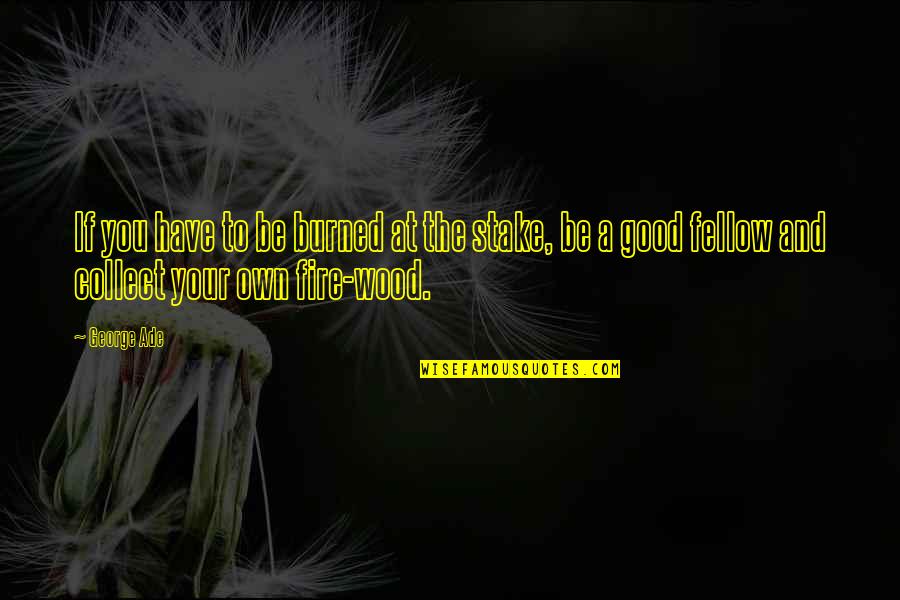 Sabrinah Fontela Quotes By George Ade: If you have to be burned at the Sabrinah Fontela Quotes By George Ade: If you have to be burned at the