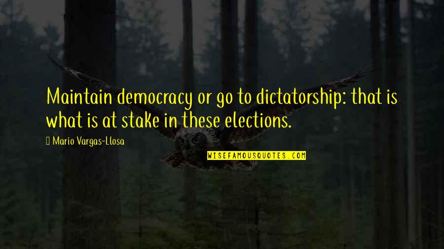 Sabroe Denmark Quotes By Mario Vargas-Llosa: Maintain democracy or go to dictatorship: that is