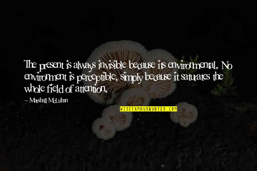 Sachi Baat Quotes By Marshall McLuhan: The present is always invisible because its environmental.