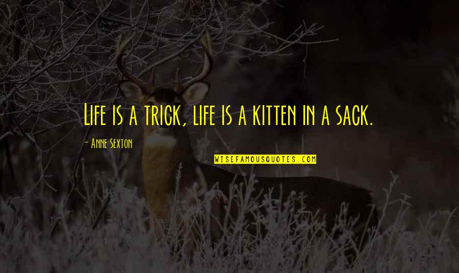Sack Up Quotes By Anne Sexton: Life is a trick, life is a kitten