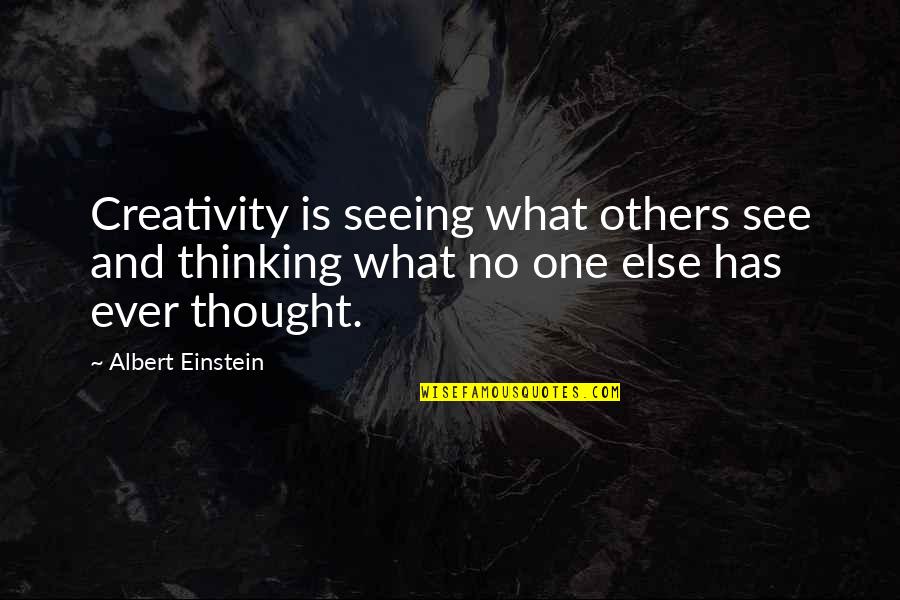 Sackcloth Material Quotes By Albert Einstein: Creativity is seeing what others see and thinking