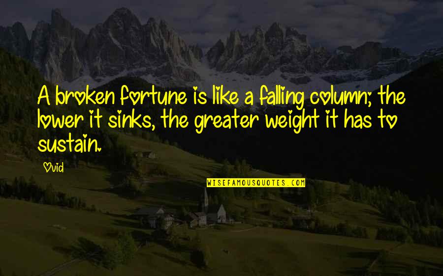 Sackings Score Quotes By Ovid: A broken fortune is like a falling column; Sackings Score Quotes By Ovid: A broken fortune is like a falling column;