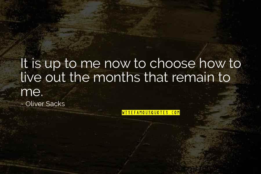 Sacks's Quotes By Oliver Sacks: It is up to me now to choose