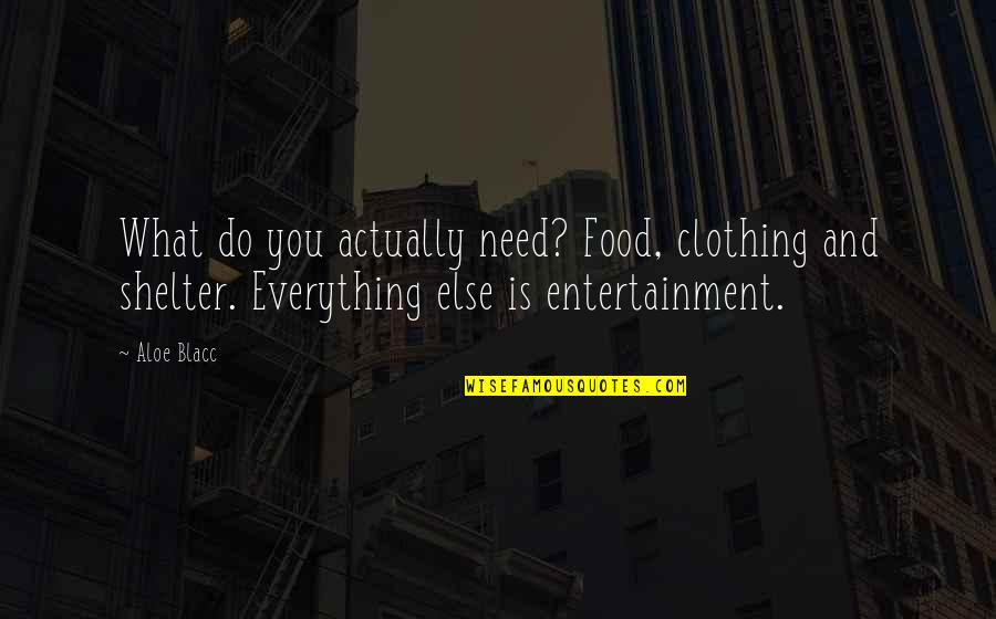 Sacrality Quotes By Aloe Blacc: What do you actually need? Food, clothing and Sacrality Quotes By Aloe Blacc: What do you actually need? Food, clothing and