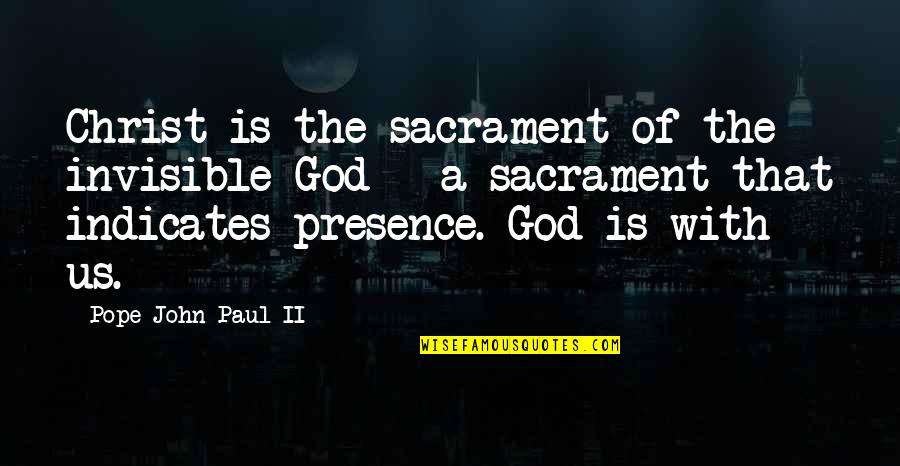 Sacrament Quotes By Pope John Paul II: Christ is the sacrament of the invisible God