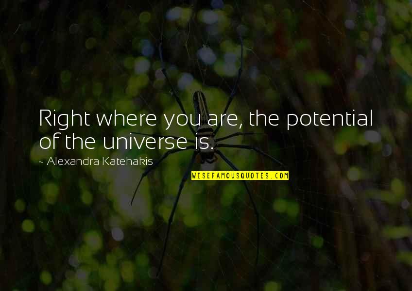 Sacred Being Quotes By Alexandra Katehakis: Right where you are, the potential of the