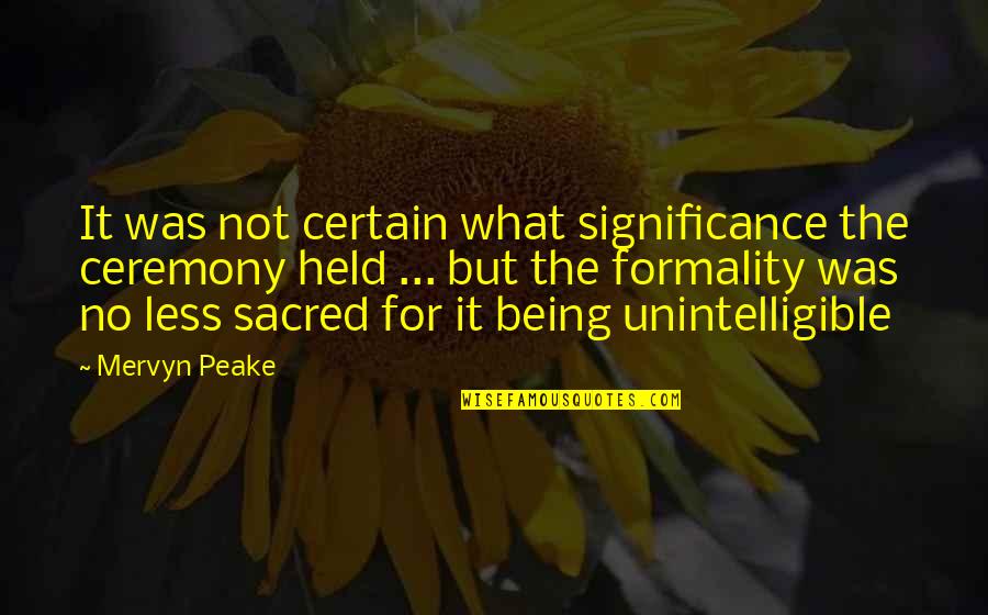 Sacred Being Quotes By Mervyn Peake: It was not certain what significance the ceremony