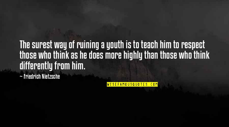 Sacrestore Quotes By Friedrich Nietzsche: The surest way of ruining a youth is