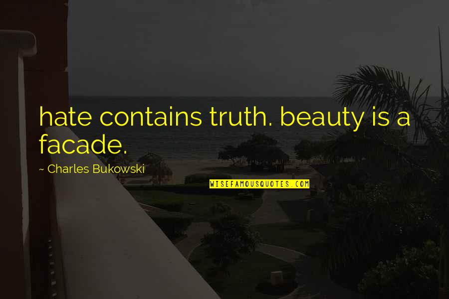 Sacrificing In A Relationship Quotes By Charles Bukowski: hate contains truth. beauty is a facade.