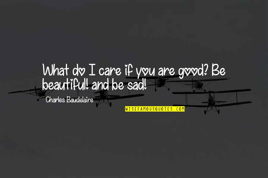 Sad And Beautiful Quotes By Charles Baudelaire: What do I care if you are good?