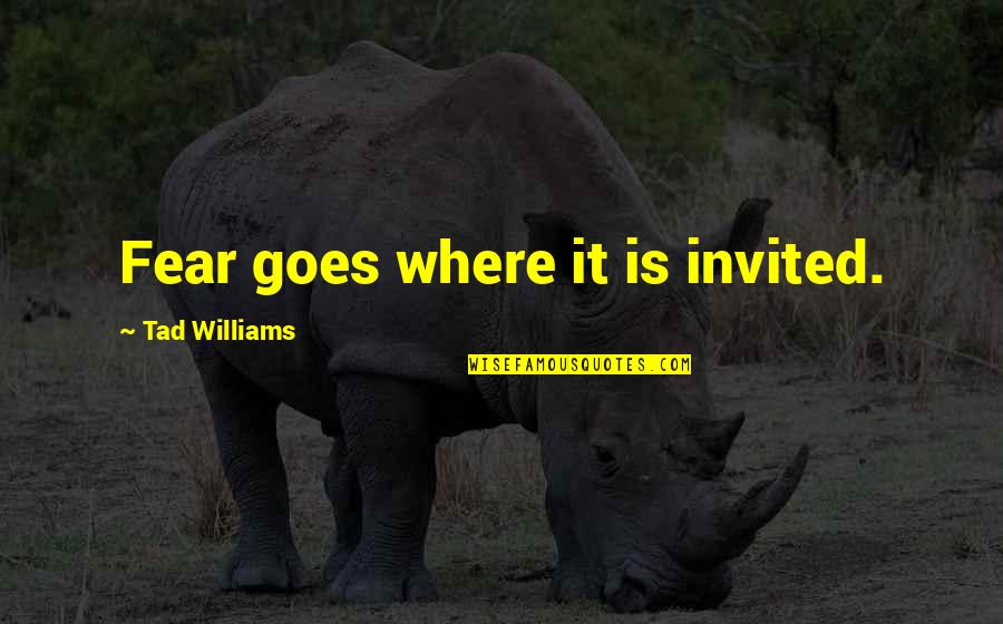 Sad And Tensed Quotes By Tad Williams: Fear goes where it is invited.