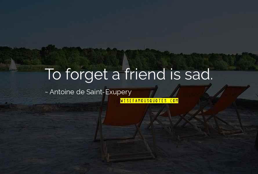 Sad Best Friend Quotes By Antoine De Saint-Exupery: To forget a friend is sad.