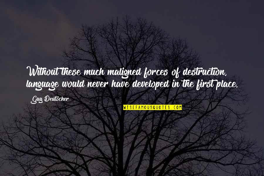 Sad Boy With Sad Quotes By Guy Deutscher: Without these much maligned forces of destruction, language