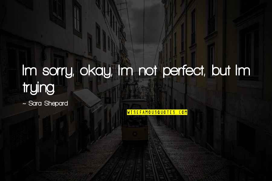 Sad But True Quotes By Sara Shepard: I'm sorry, okay, I'm not perfect, but I'm