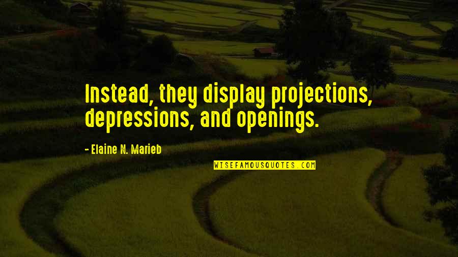 Sad Ddlc Quotes By Elaine N. Marieb: Instead, they display projections, depressions, and openings. Sad Ddlc Quotes By Elaine N. Marieb: Instead, they display projections, depressions, and openings.