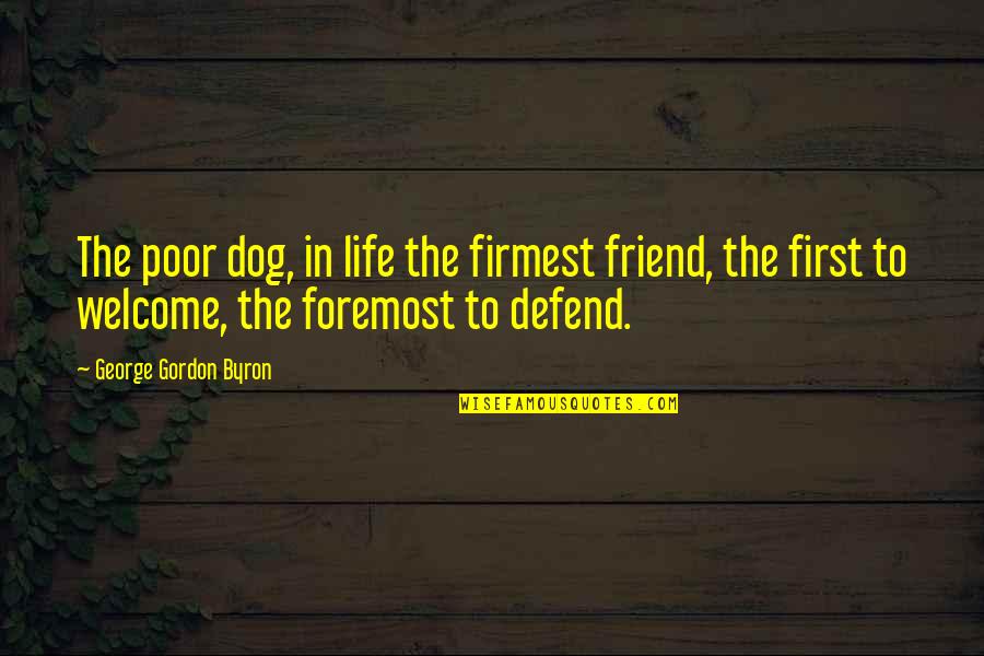 Sad Gud Mrng Quotes By George Gordon Byron: The poor dog, in life the firmest friend,