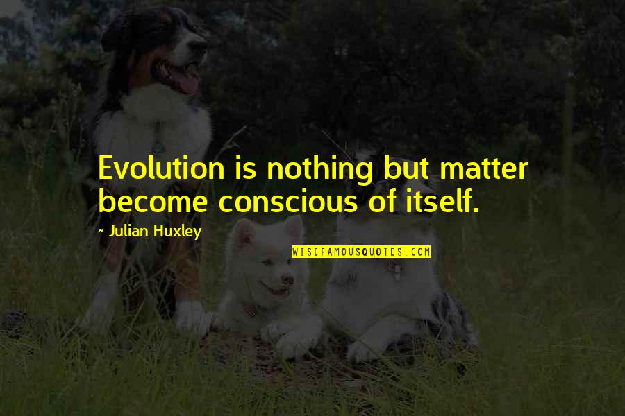 Sad Jester Quotes By Julian Huxley: Evolution is nothing but matter become conscious of Sad Jester Quotes By Julian Huxley: Evolution is nothing but matter become conscious of