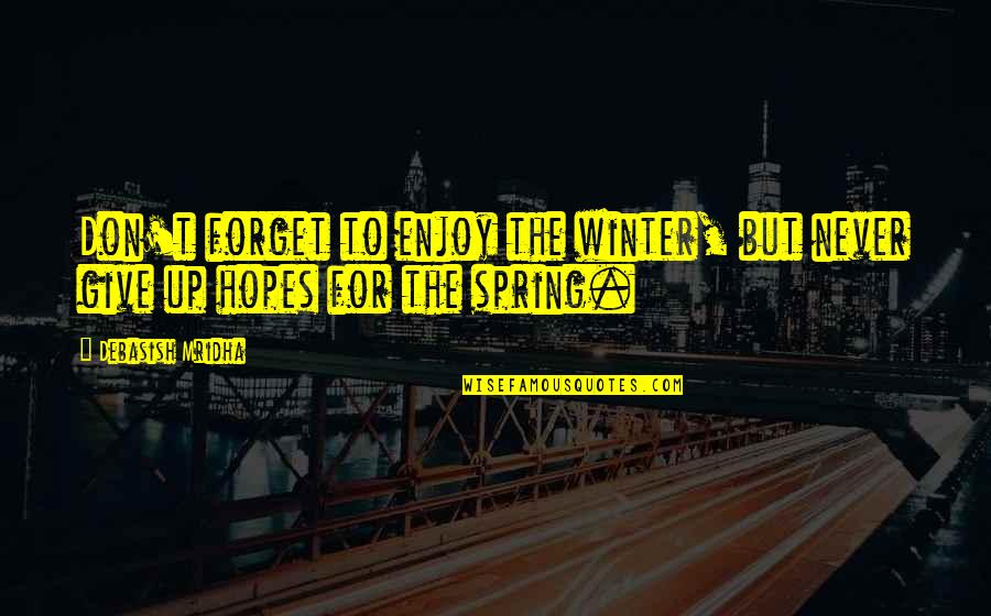 Sad Life Is Strange Quotes By Debasish Mridha: Don't forget to enjoy the winter, but never