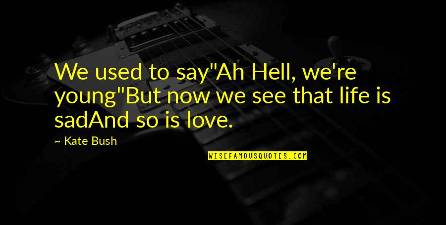 Sad Love Love Quotes By Kate Bush: We used to say"Ah Hell, we're young"But now
