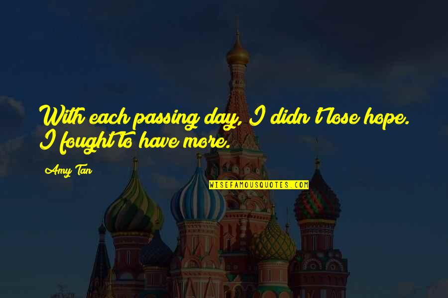 Sad Love Thinking Quotes By Amy Tan: With each passing day, I didn't lose hope.