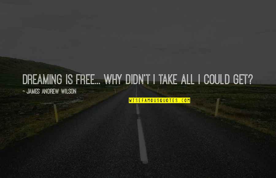 Sad N Emotional Quotes By James Andrew Wilson: Dreaming is free... why didn't I take all