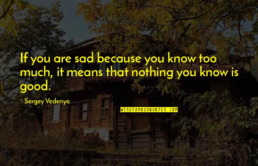 Sad Quotes Quotes By Sergey Vedenyo: If you are sad because you know too