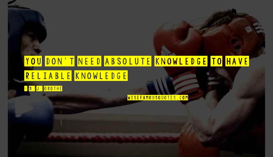 Sad Sack Raggy Dolls Quotes By D. J. Grothe: You don't need absolute knowledge to have reliable Sad Sack Raggy Dolls Quotes By D. J. Grothe: You don't need absolute knowledge to have reliable
