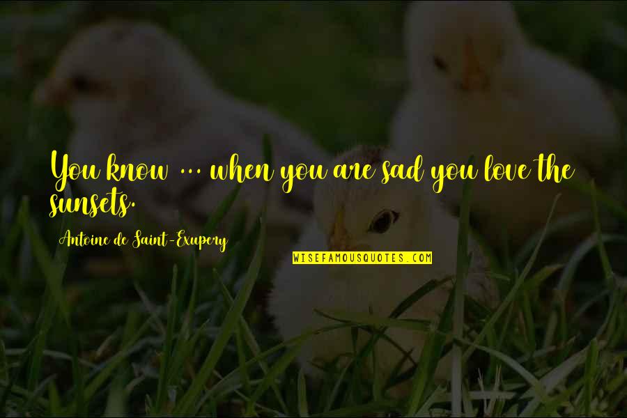 Sad Sunset Love Quotes By Antoine De Saint-Exupery: You know ... when you are sad you Sad Sunset Love Quotes By Antoine De Saint-Exupery: You know ... when you are sad you