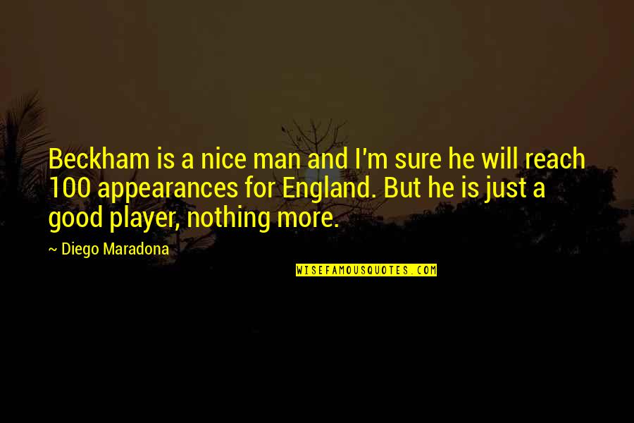 Sad Teddy Quotes By Diego Maradona: Beckham is a nice man and I'm sure