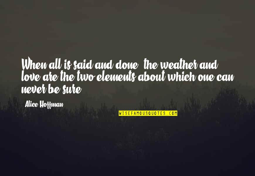 Sad Upset Love Quotes By Alice Hoffman: When all is said and done, the weather