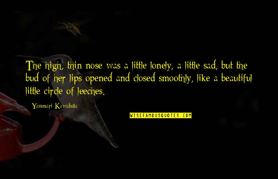 Sad Without Her Quotes By Yasunari Kawabata: The high, thin nose was a little lonely, Sad Without Her Quotes By Yasunari Kawabata: The high, thin nose was a little lonely,