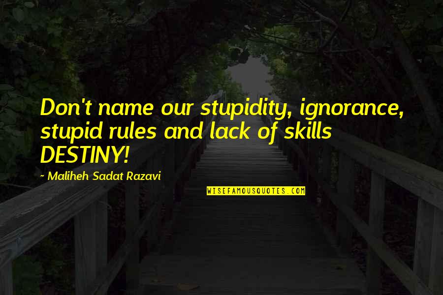 Sadat X Quotes By Maliheh Sadat Razavi: Don't name our stupidity, ignorance, stupid rules and