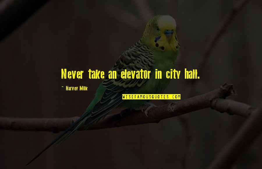 Sadayo Fujisawa Quotes By Harvey Milk: Never take an elevator in city hall.