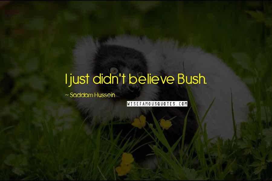 Saddam Hussein quotes: I just didn't believe Bush.